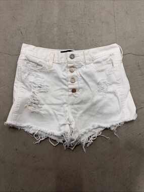 High Waisted White Denim Shorts